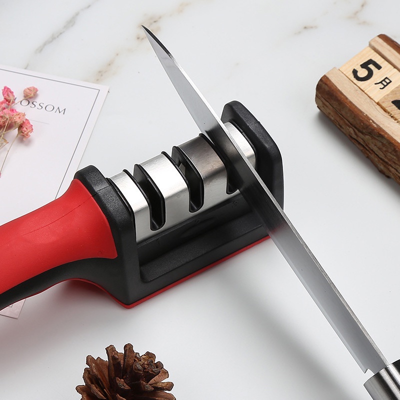 Dụng cụ mài dao kéo 3 cấp độ cầm taychất liệu thép không gỉ cao cấp , mài dao cầm tay 3 rãnh nhanh bén siêu tiện lợi