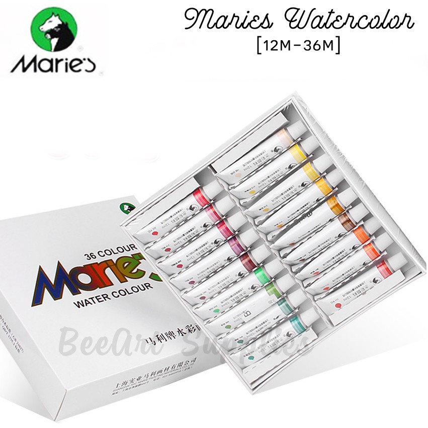 Màu nước dạng tuýp 9ml/12ml Marie's (set 12/18/24/36 màu)