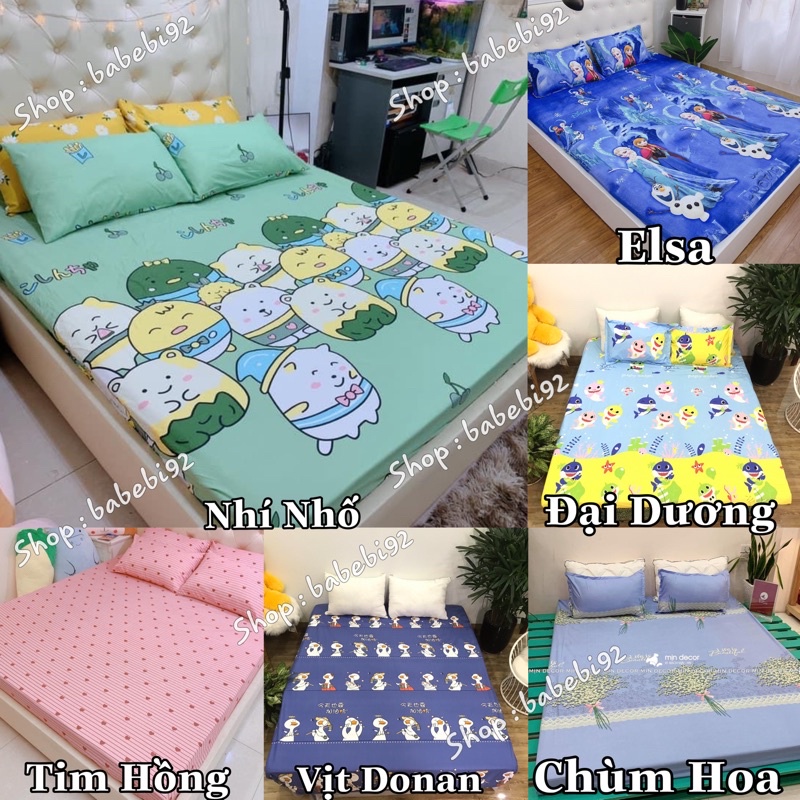 Bộ ga gối poly cotton cao cấp nhiều màu ngộ nghĩnh được chọn màu