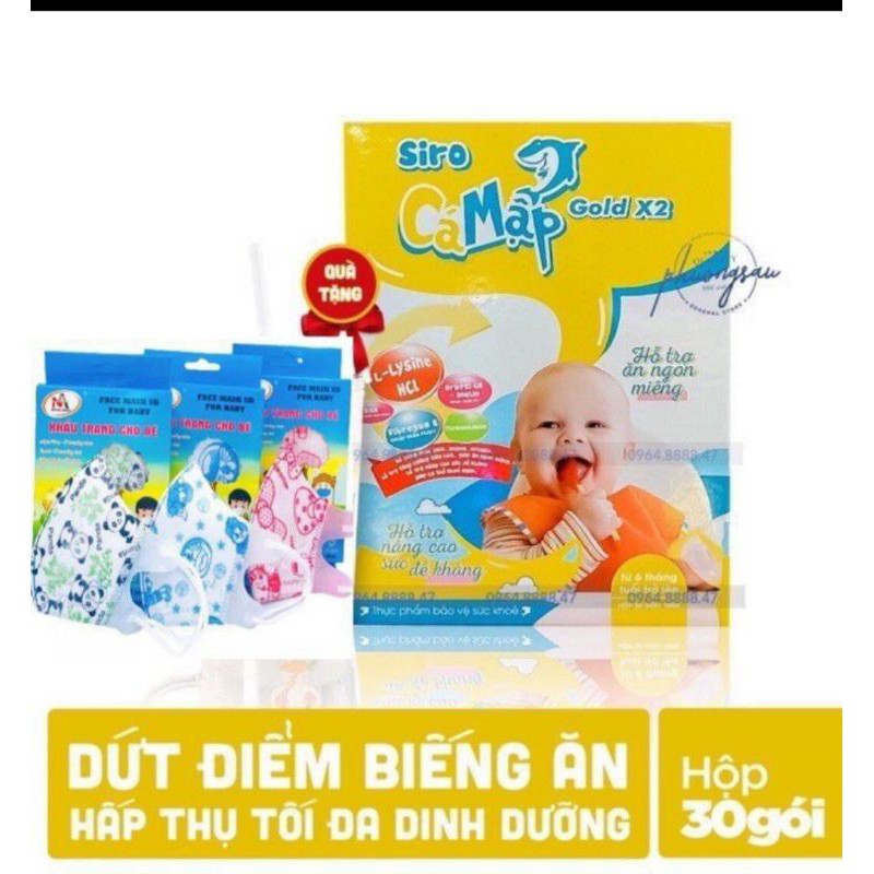 Siro Cá Mập gold X2 chính hãng tặng khẩu trang cho bé