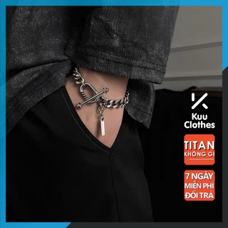 Lắc Tay Cuban Nam OT Streetwear Hiphop Kuu Clothes Màu Bạc Bản To Khóa Cài - Vòng Nam Thép Titan Không Gỉ - OT