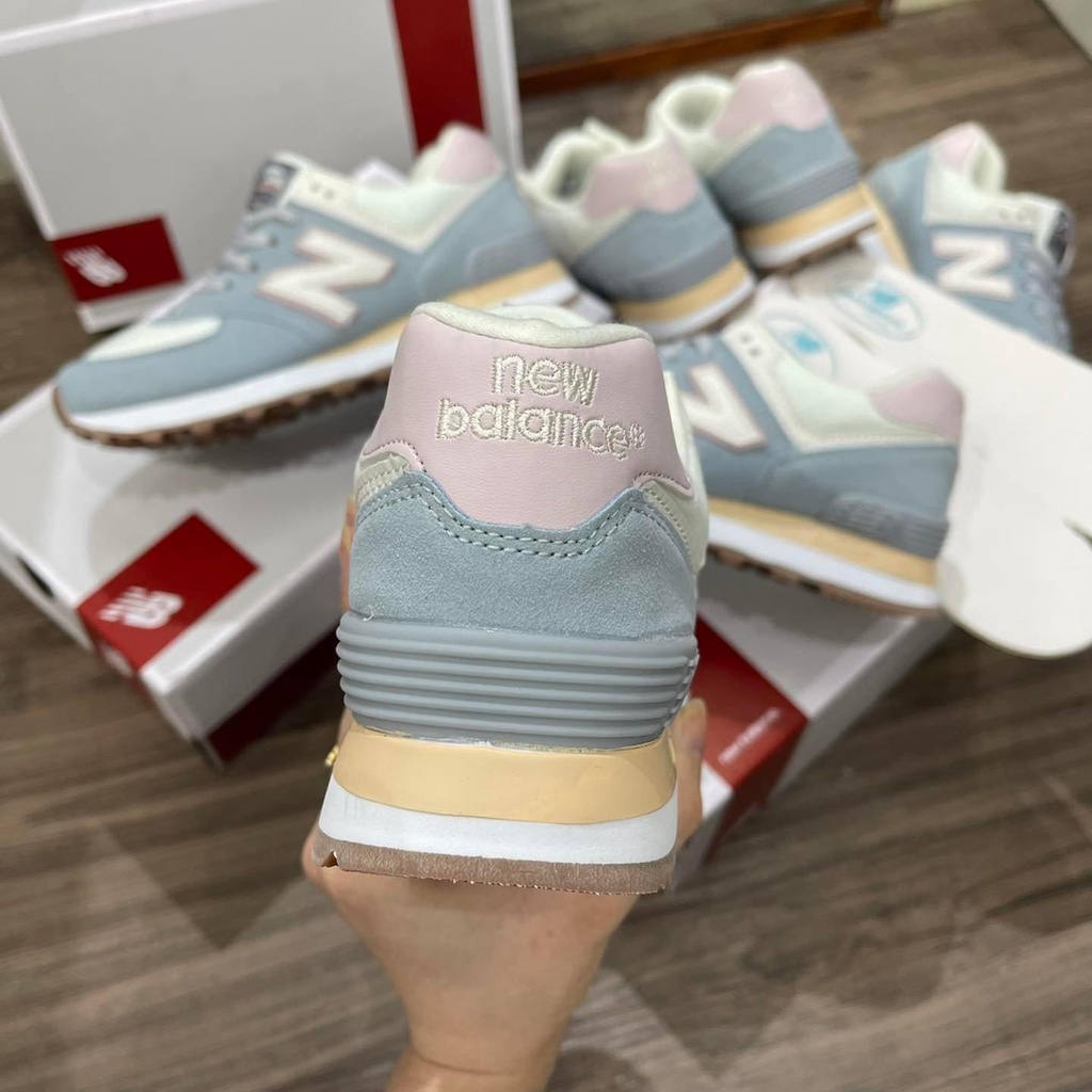 Giày Thể Thao Nữ Kiên Nebalen 574 Xám Chữ N Trắng Hồng