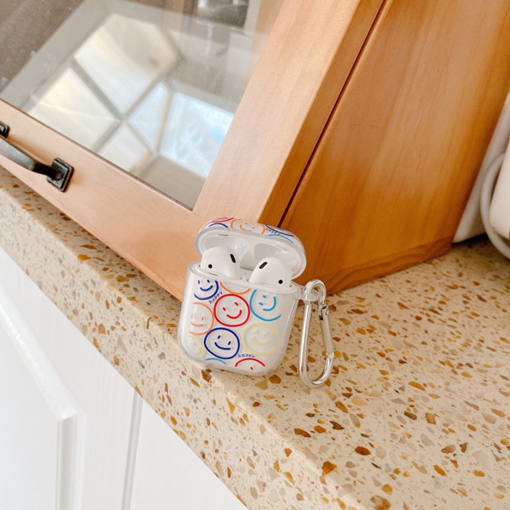 Vỏ Bảo Vệ Hộp Sạc tai nghe không dây  1 / 2 / Pro Bằng Tpu Hình Mặt Cười Nhiều Màu Sắc Dễ Thương