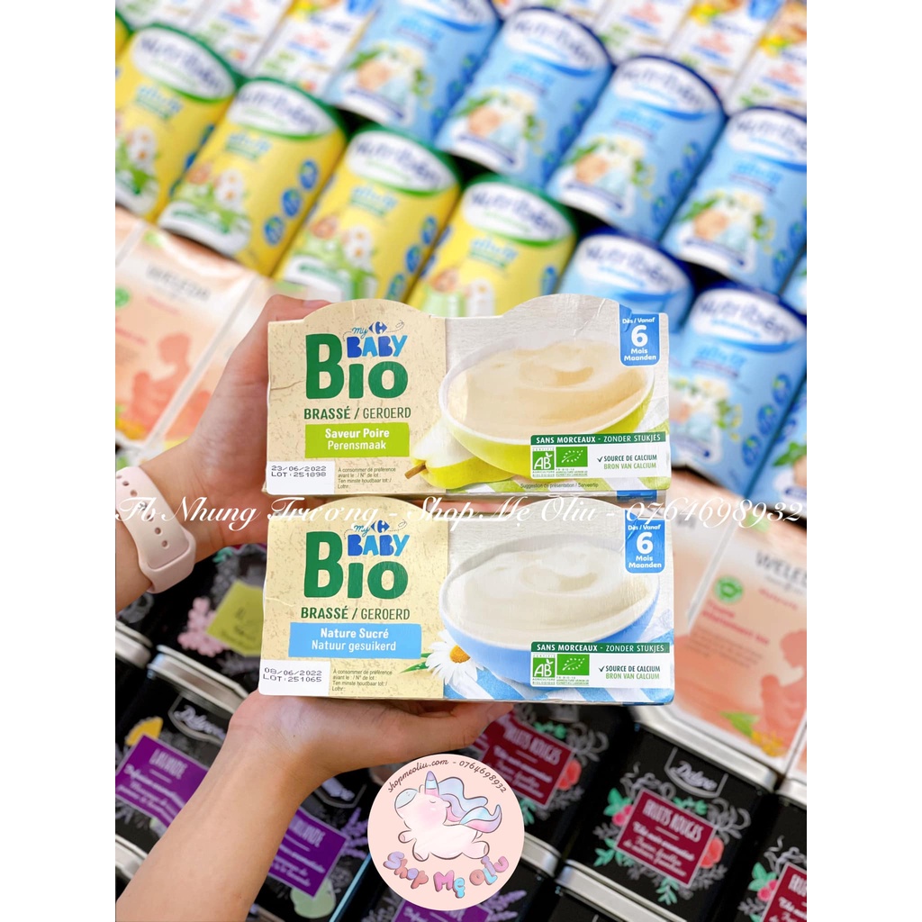 [Hàng Air]-Sữa chua hữu cơ BabyBio Carrefour Pháp cho bé từ 6 tháng (4x100g)