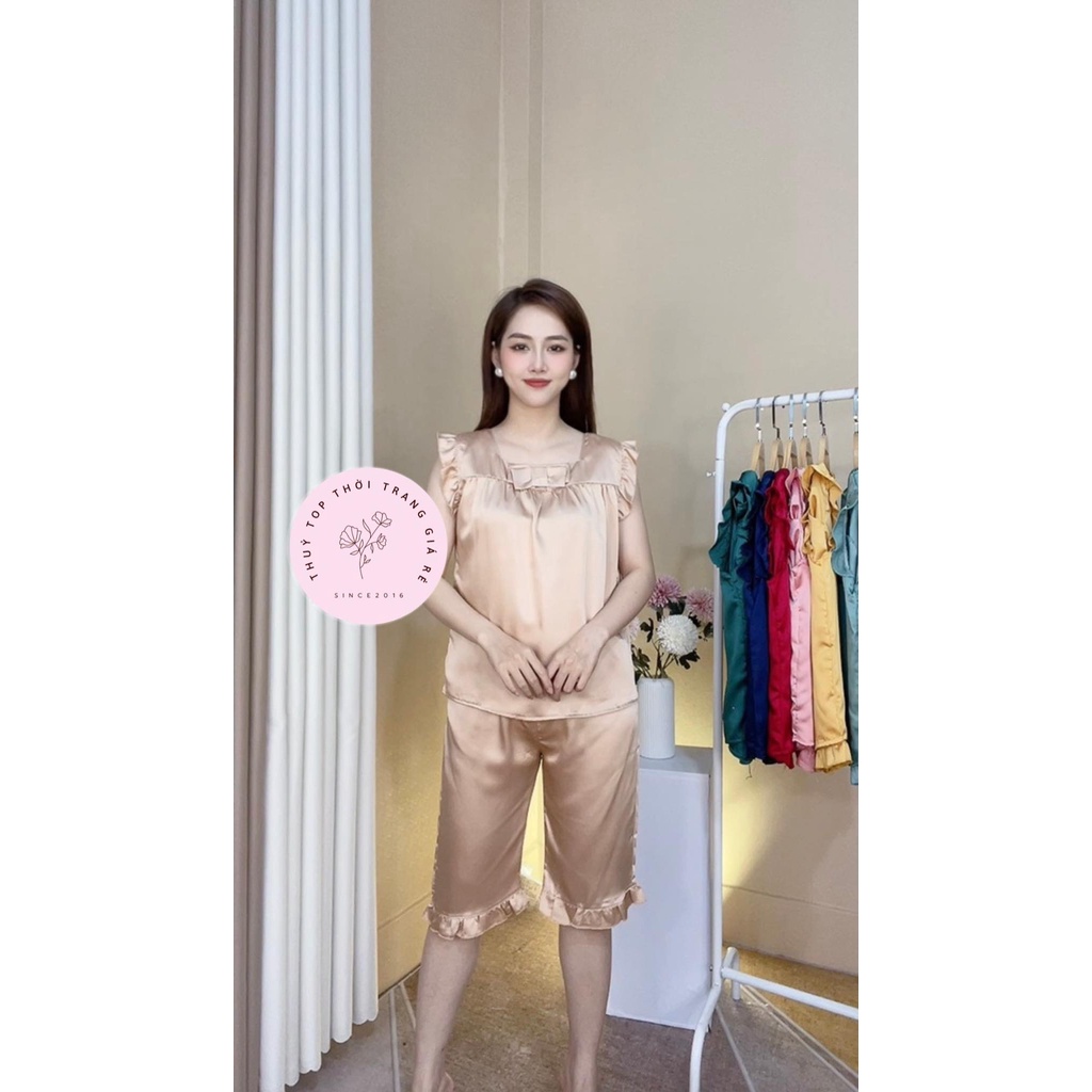 Bộ Lụa Satin Cao Cấp Quần Lửng Chất Liệu Cực Mát