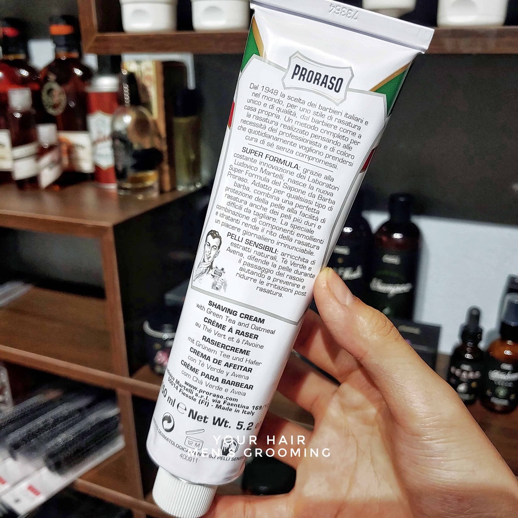 Kem cạo râu cho da nhạy cảm Proraso Shave Cream Tube 150ml | Mùi Táo, Chanh - Apple, Lime