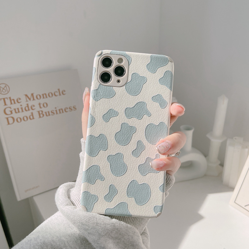 Soft Silicone Cute Casing IPhone 12Mini 12 12Pro 12Pro Max 11 11Pro 11ProMax XS Max XR XS Case for IPhone 8 Plus 6 6S 7 8 6 Plus 6S Plus 7 Plus Fashion Phone Coverins Korean Style Gentle Blue Cow Pattern