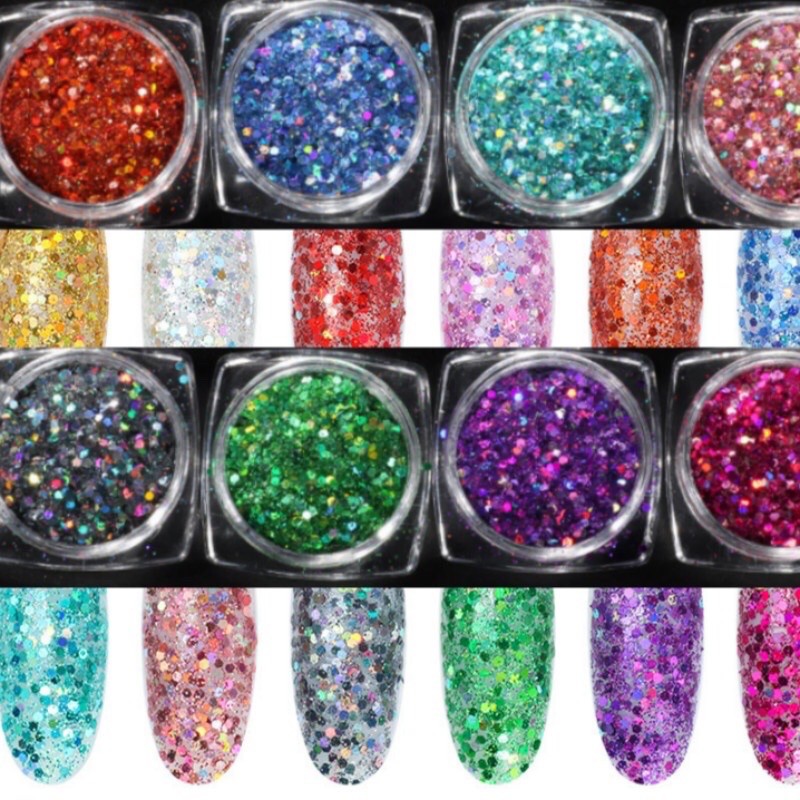 Nhũ kim tuyến set 12 màu-phụ kiện nail móng