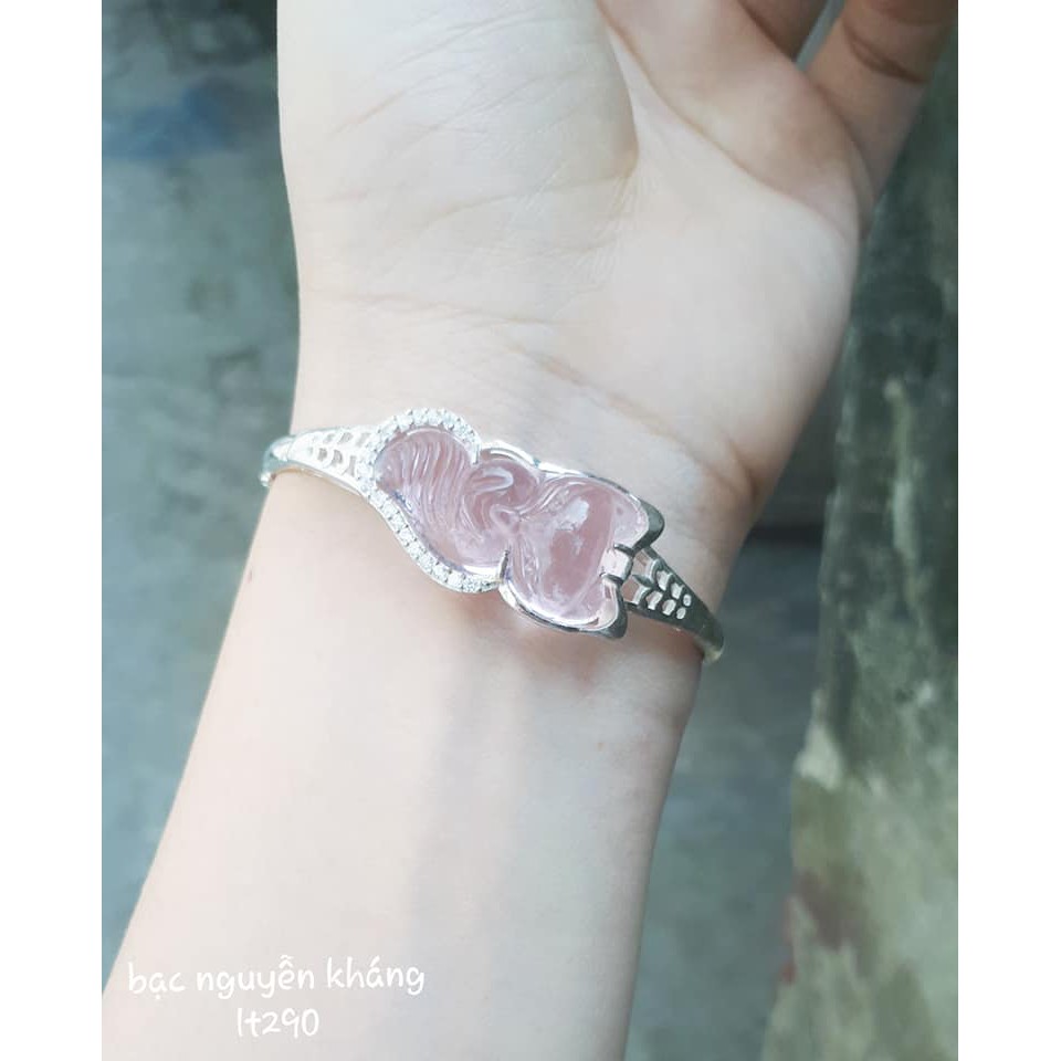 LẮC TAY HỒ LY BẠC TA ĐÁ MÀU HỒNG NHẠT