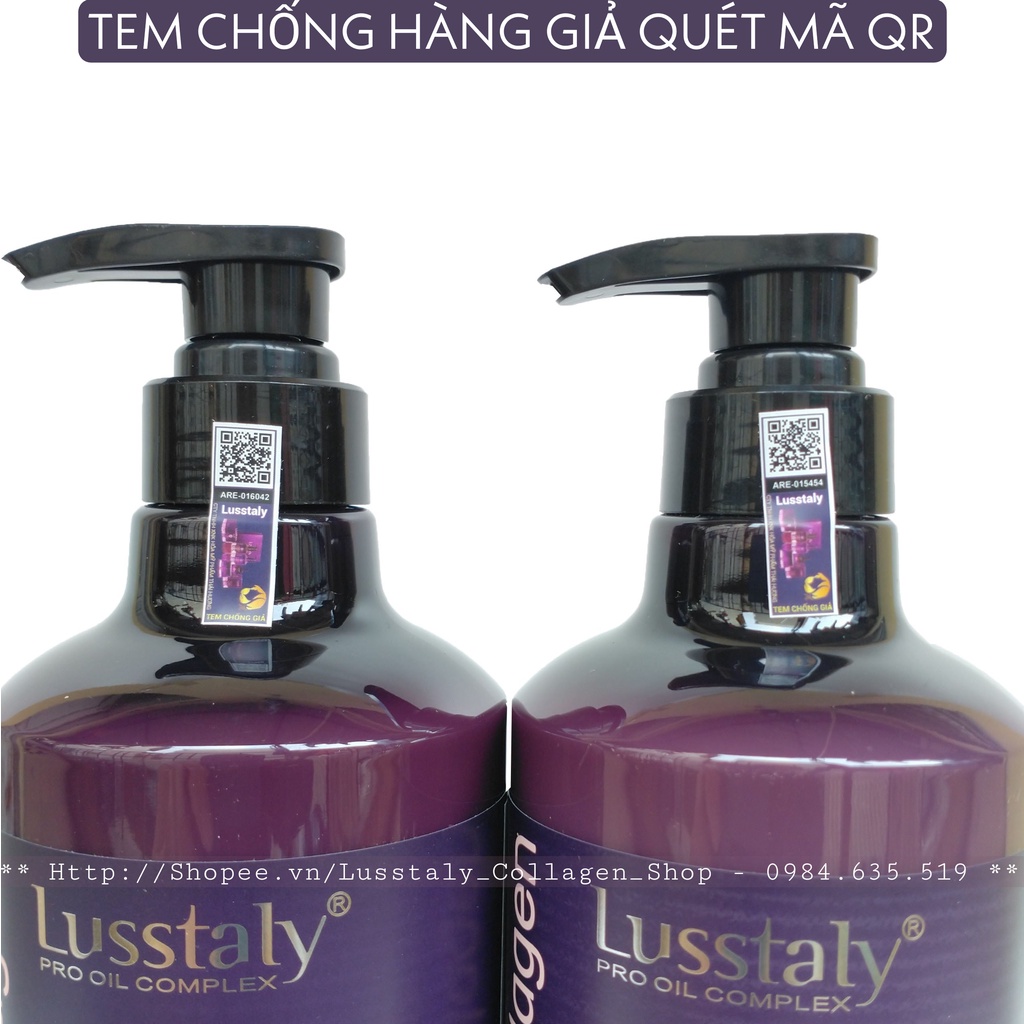 Cặp gội xả Lusstaly Collagen 800ml,Dầu gội + xả Lusstaly siêu phục hồi,mềm mượt,ngăn ngừa rụng tóc
