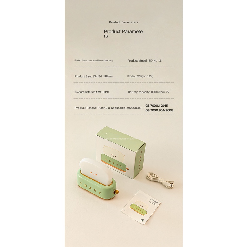 Đèn Ngủ Hình Bánh Mì Nướng Sáng Tạo Có Hẹn Giờ