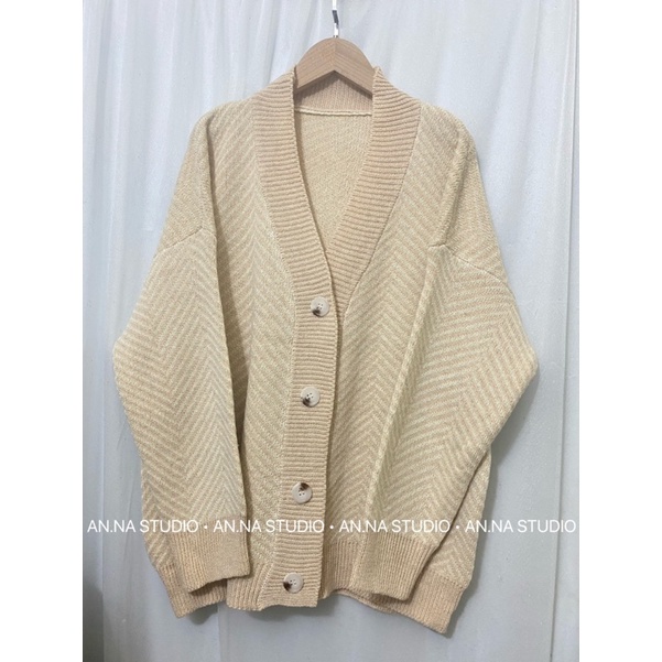 Áo khoác len Cardigan hoạ tiết sương cá dáng rộng form to 3 màu