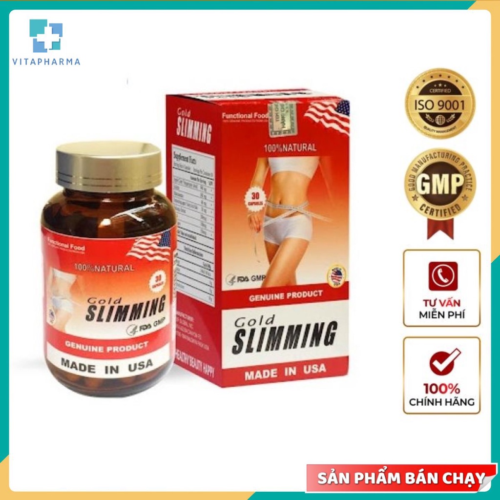 Viên Uống Giảm Cân Gold Slimming Dành Cho Cơ Địa Khó Giảm Của Mỹ -Hộp 30 viên