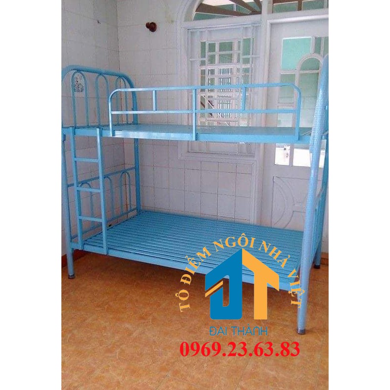 Giường sắt hai tầng Đại Thành 0.8 màu xanh