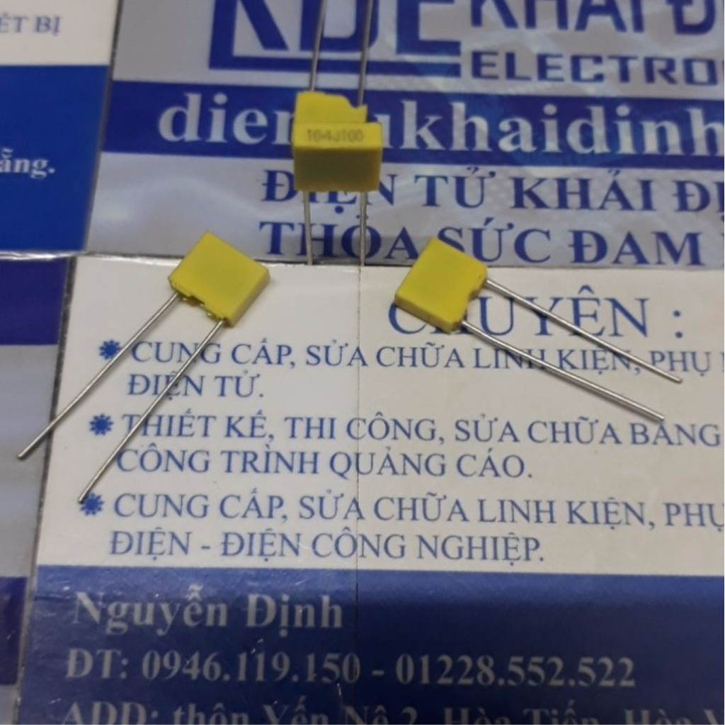 20 con tụ vàng 5mm 104J100 104 100nF 0.1uF 100V, tụ không phân cực (gói 20 con) kde4414
