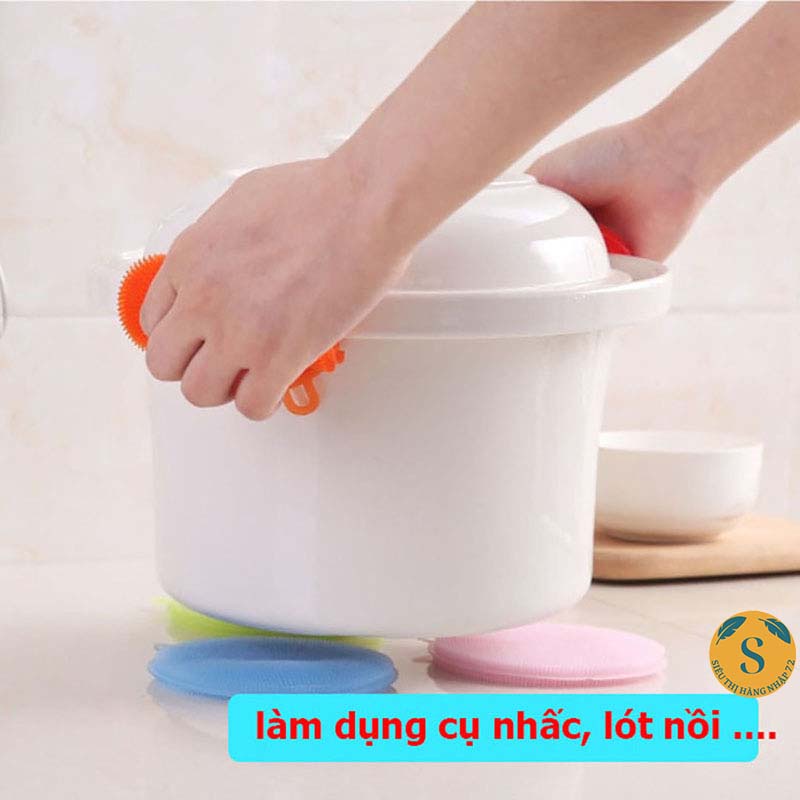 Miếng Rửa Bát, Chén, Xoong Nồi Silicon Có Móc Treo Tiện Dụng [RỬA BÁT SILICON]