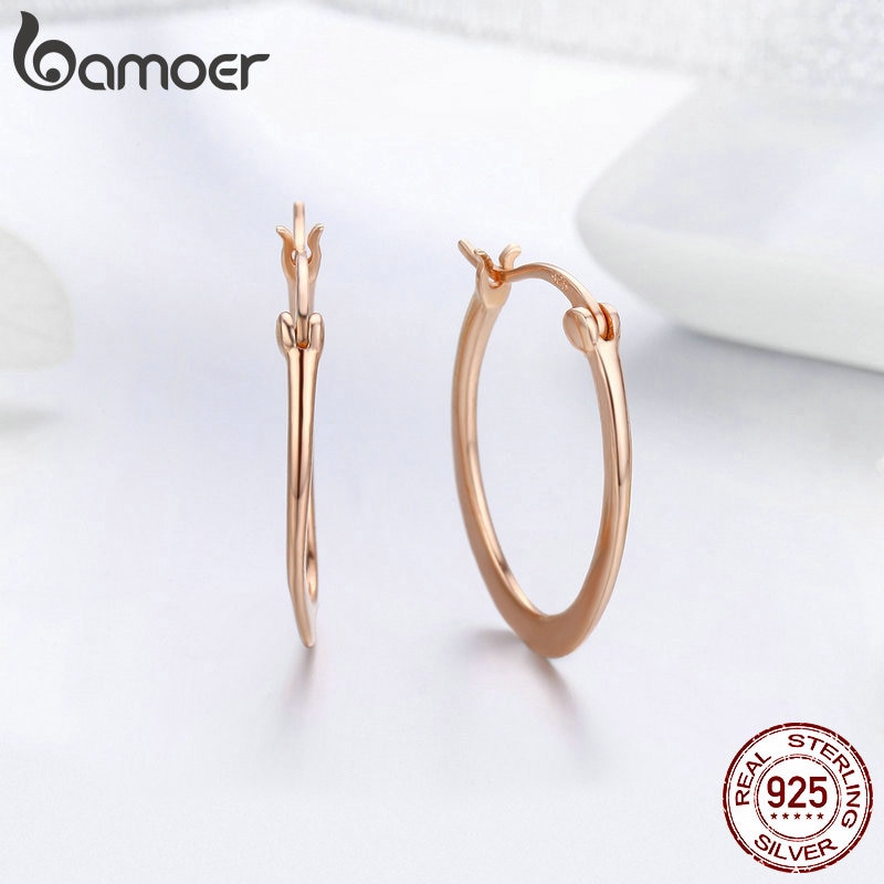 Đôi Khuyên Tai Bamoer Sce478 bạc 925 Dáng Tròn Phong Cách Cổ Điển Cho Phụ Nữ