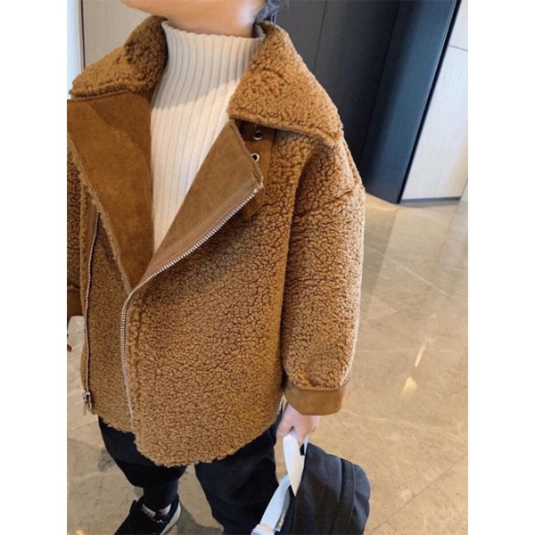 Áo khoác lông cừu chất lừ cho bé trai/ bé gái diện Tết