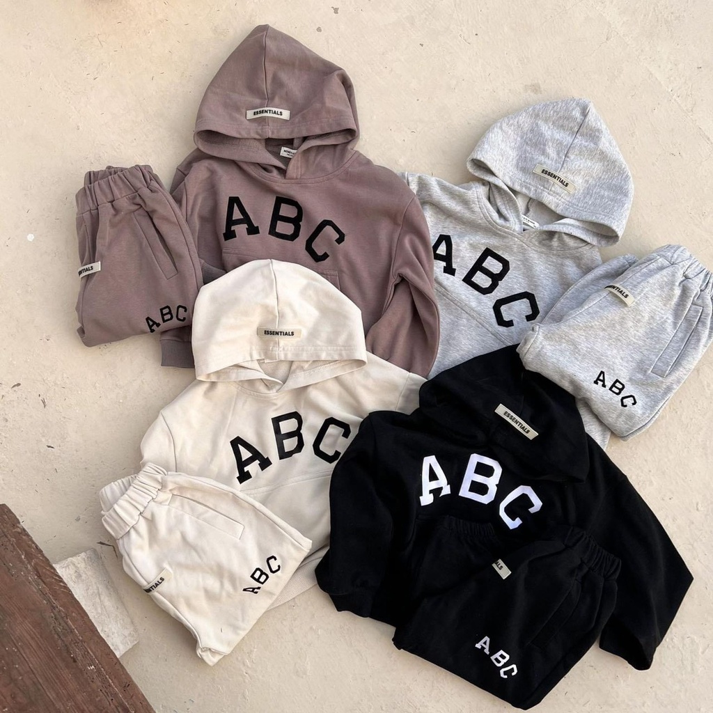 B546- BỘ NỈ HOODI ABC CHO BÉ