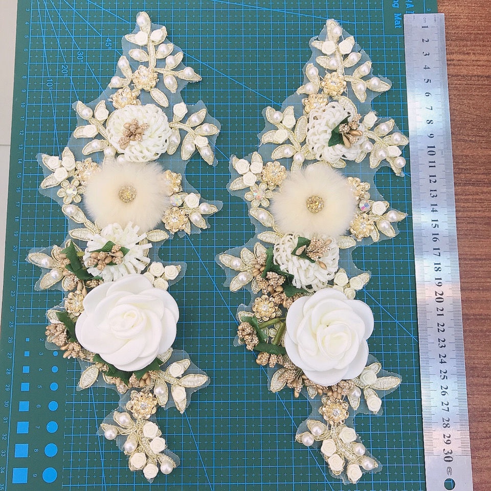 Dây Ruy Băng Thêu Hình Hoa Ba Chiều Dùng Trang Trí Quần Áo DIY