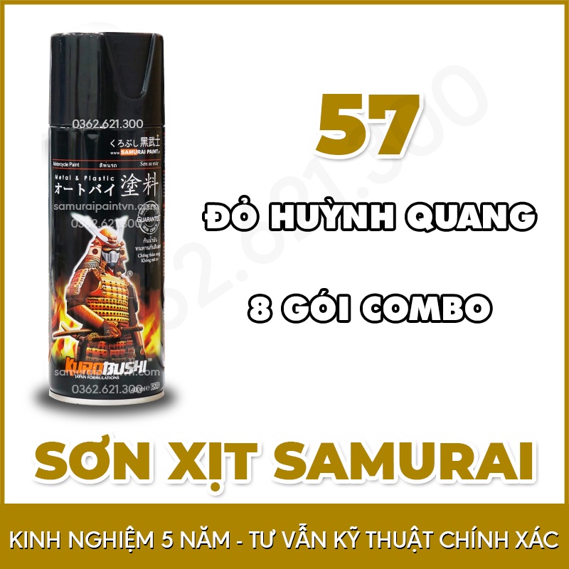 Combo sơn samurai màu đỏ huỳnh quang 57
