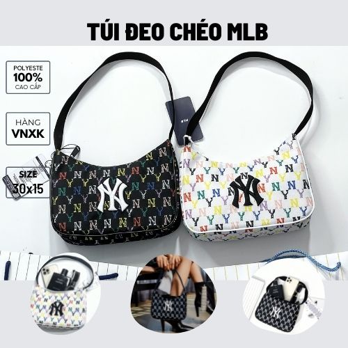 [FREESHIP] TÚI KẸP MLB MONOGRAM CHẤT VẢI POLYESTE HÀN QUỐC CAO CẤP, TÚI THỜI TRANG MÃ MLB2B80 MÀU ĐEN TRẮNG