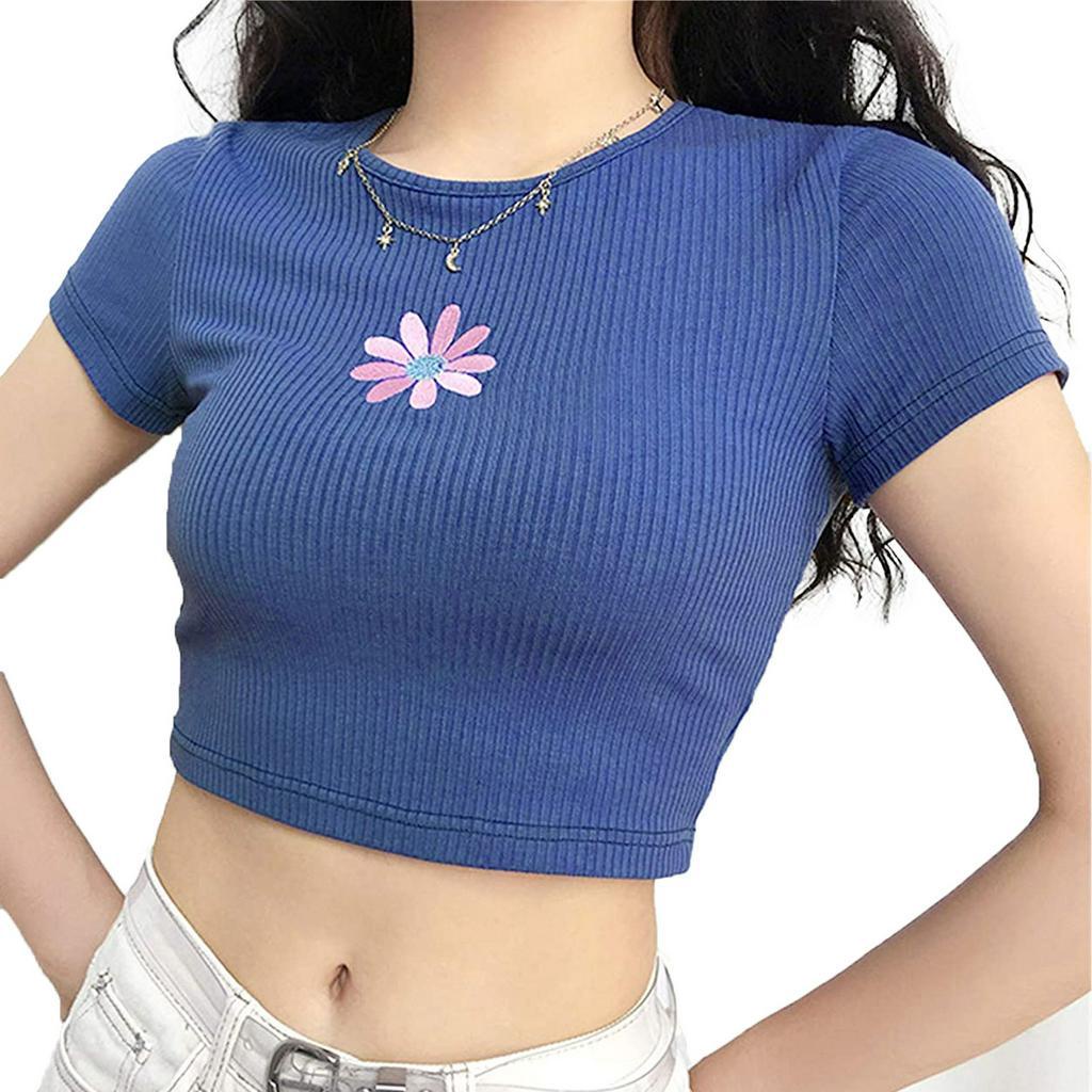 Áo Croptop Tay Ngắn Hoạ Tiết In Phong Cách Harajuku