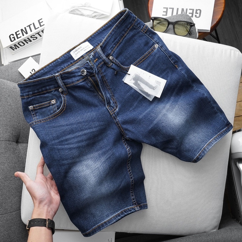 Quần short jean nam xám bạc big size ống suông nhẹ ngang gối co giãn hàng vnxk đẹp