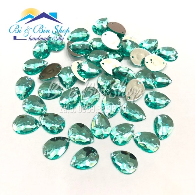 72 Viên Đá Kết Giọt Nước 13x18mm Đính Kết Trang Phục Thời Trang, Làm Phụ Kiện Handmade