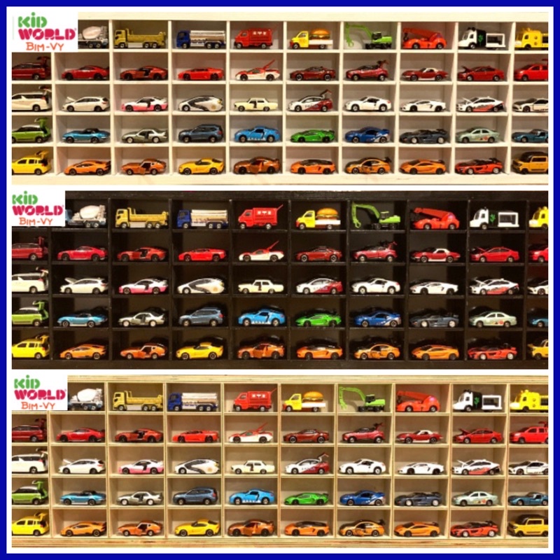 Khung kệ gỗ Plywood & Thông, trưng bày 50 chiếc Xe mô hình Tỷ lệ 1:64 hoặc 50 Bearbrick 100%.
