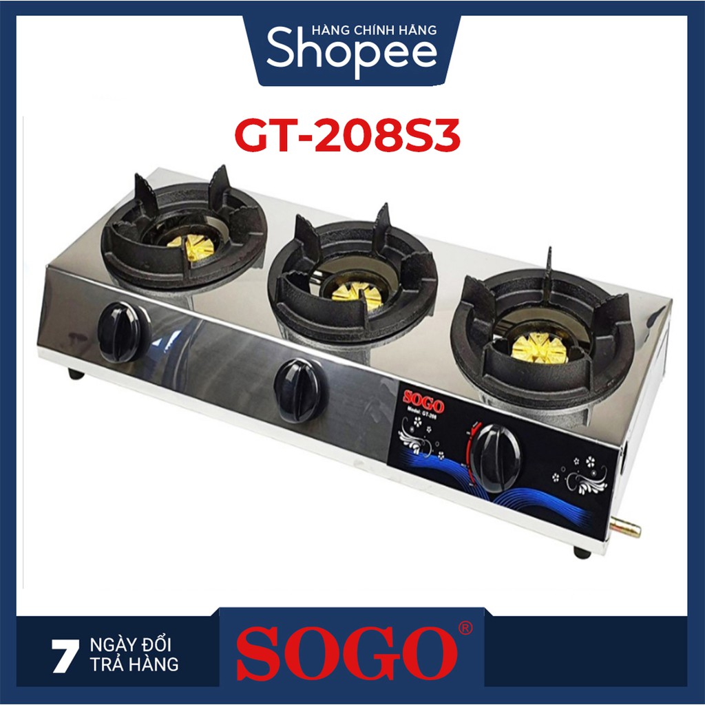 Bếp khè gas 3 lò bán công nghiệp SOGO GT-208S3