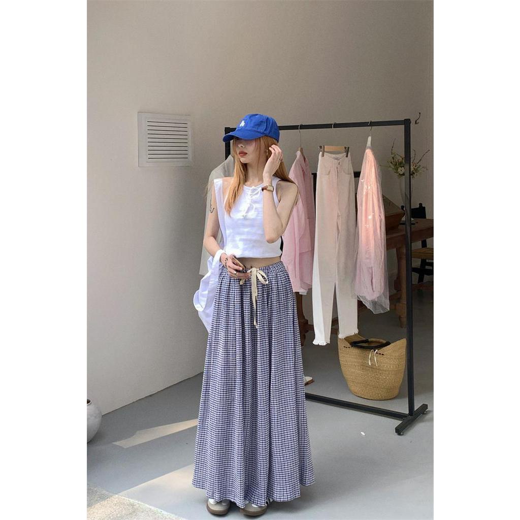 Chân Váy Sọc Ca Rô Dáng Dài Rộng Thời Trang Sành Điệu 61715