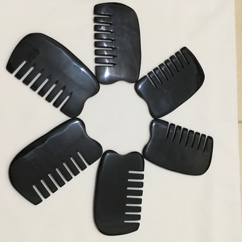 Dụng cụ đánh cảm, cạo gió sừng trâu cao cấp CCG09 răng lược Dài 9,5x5cm