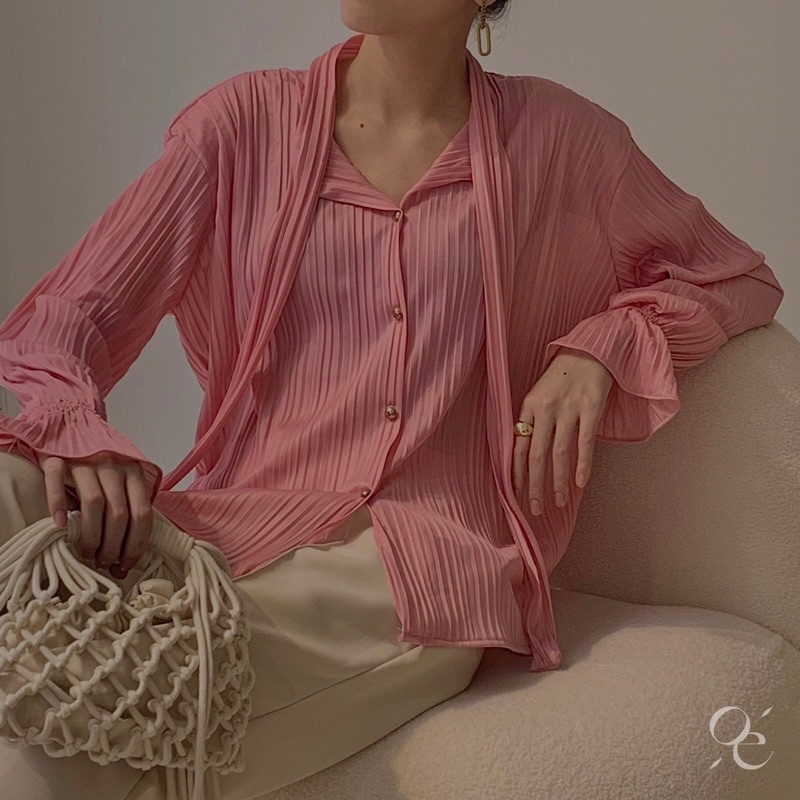 Áo sơ mi dập ly tay bèo - Sulli Pleated Shirt