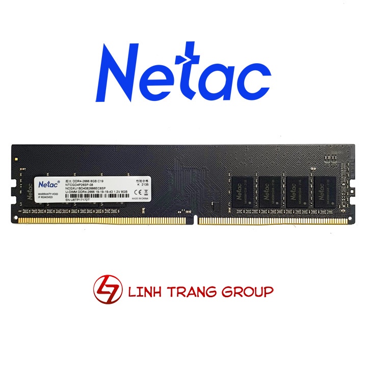 RAM máy tính để bàn Netac DDR4 8GB bus 2666 MHz - bảo hành 3 năm