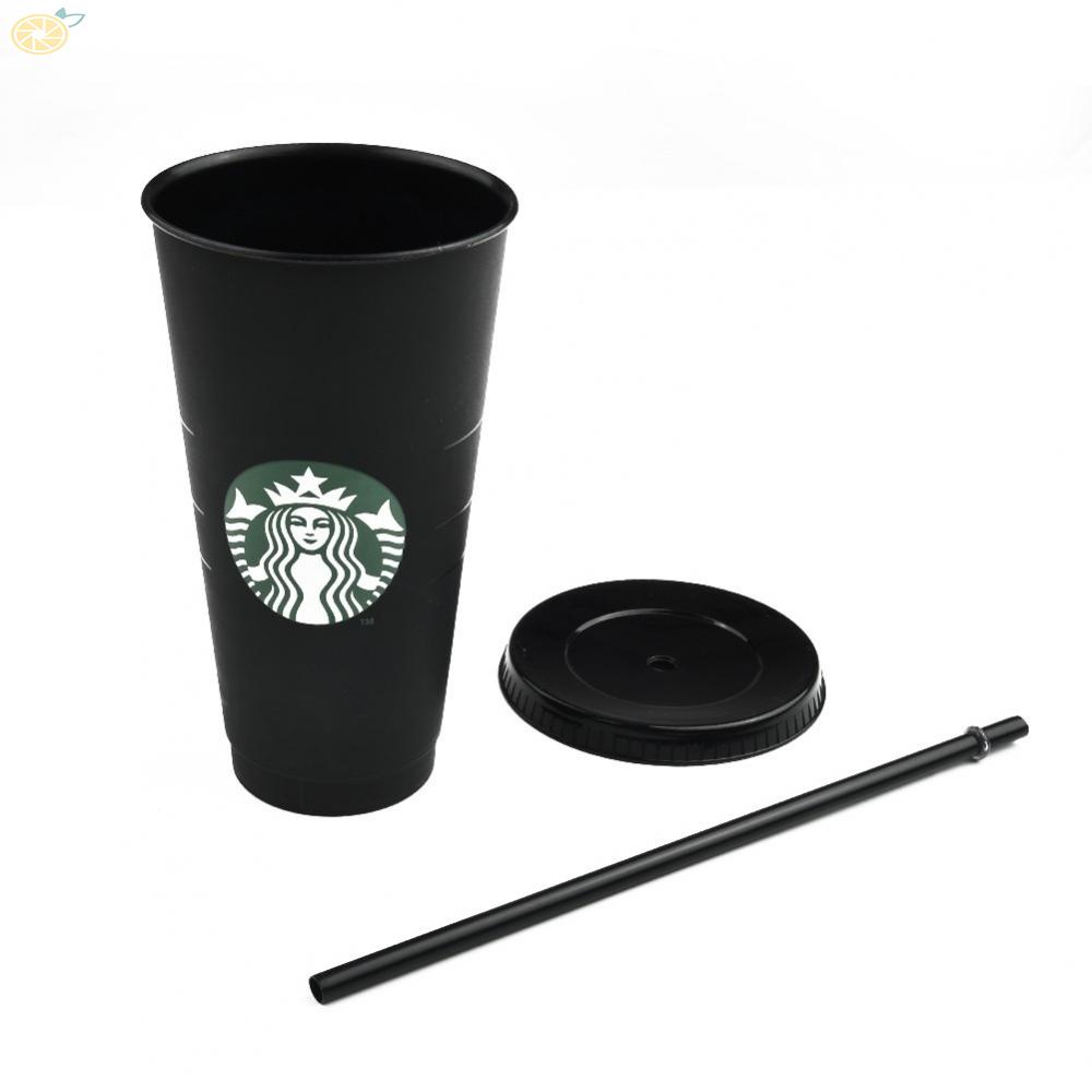 【VARSTR】Starbucks Reusable Plastic Straw Cup With Lid Tumbler Black Cup 24 oz Summer Collection Fairytale Work Drinking Glass