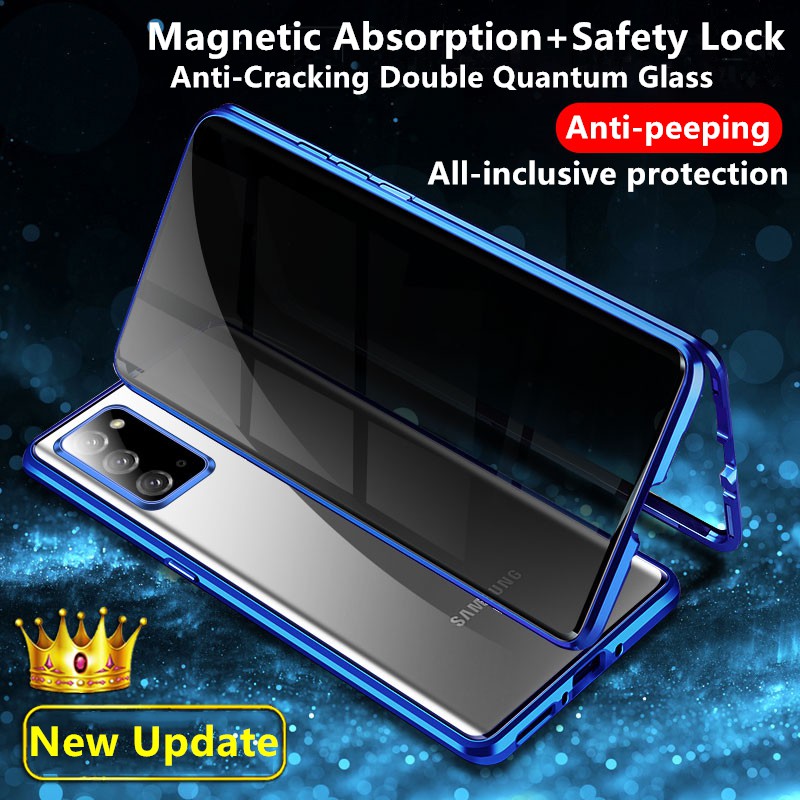 Ốp điện thoại kính cường lực hai mặt viền kim loại nam châm Samsung S20 S20+ S20FE S20 Ultra S21 S21+ S21 Ultra Note20 Note 20 Ultra Note20+