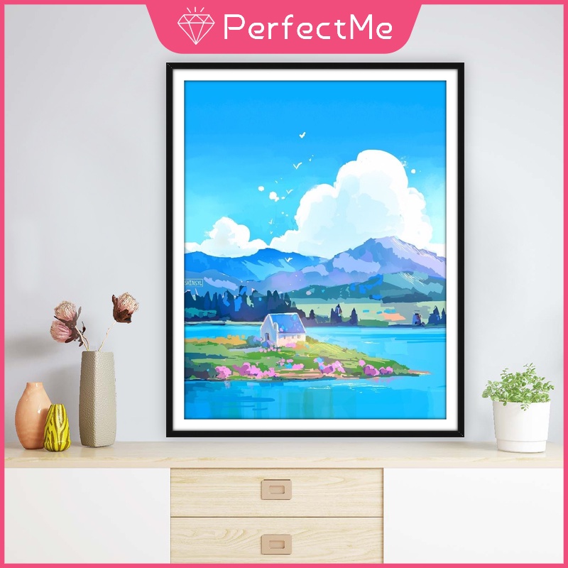 Bộ tranh đính đá 5D DIY hình bầu trời xanh và trắng 30X40cm trang trí nhà