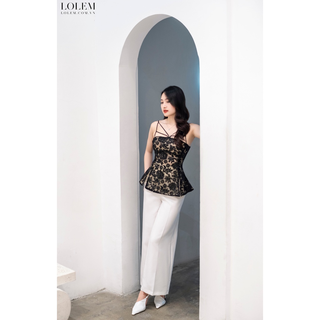 Áo 2 dây LOLEM AK1260 form peplum vải ren thoáng mát