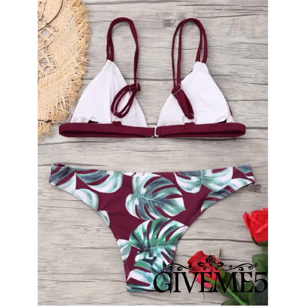 Bộ bikini họa tiết in hoa lá trẻ trung cho nữ | BigBuy360 - bigbuy360.vn