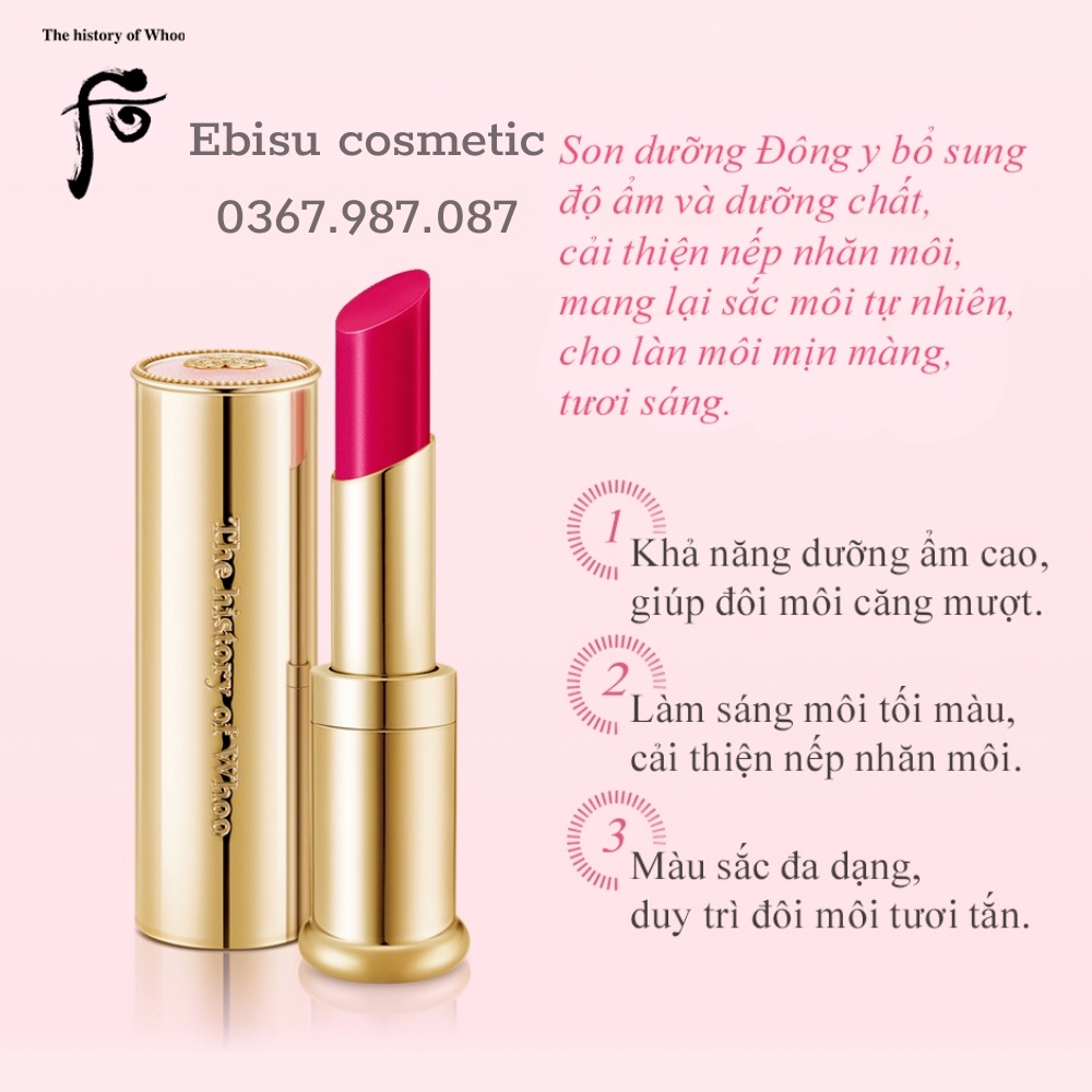 Son dưỡng Whoo có màu Gongjinhyang:Mi Glow Lip Blam màu Orange_HÀNG CÔNG TY
