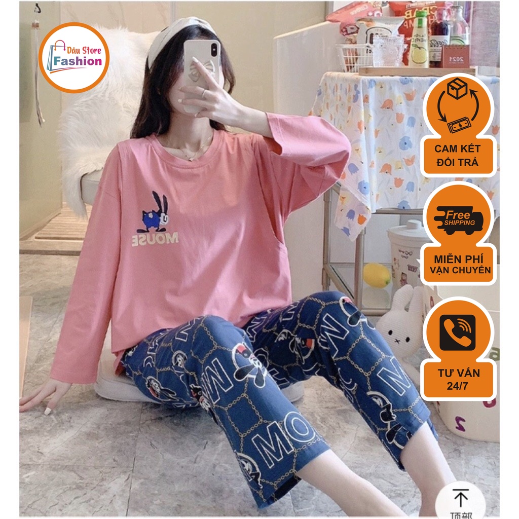 Bộ bầu - bộ sau sinh - chất liệu cotton mềm- mặc nhà thời trang ( mickey )