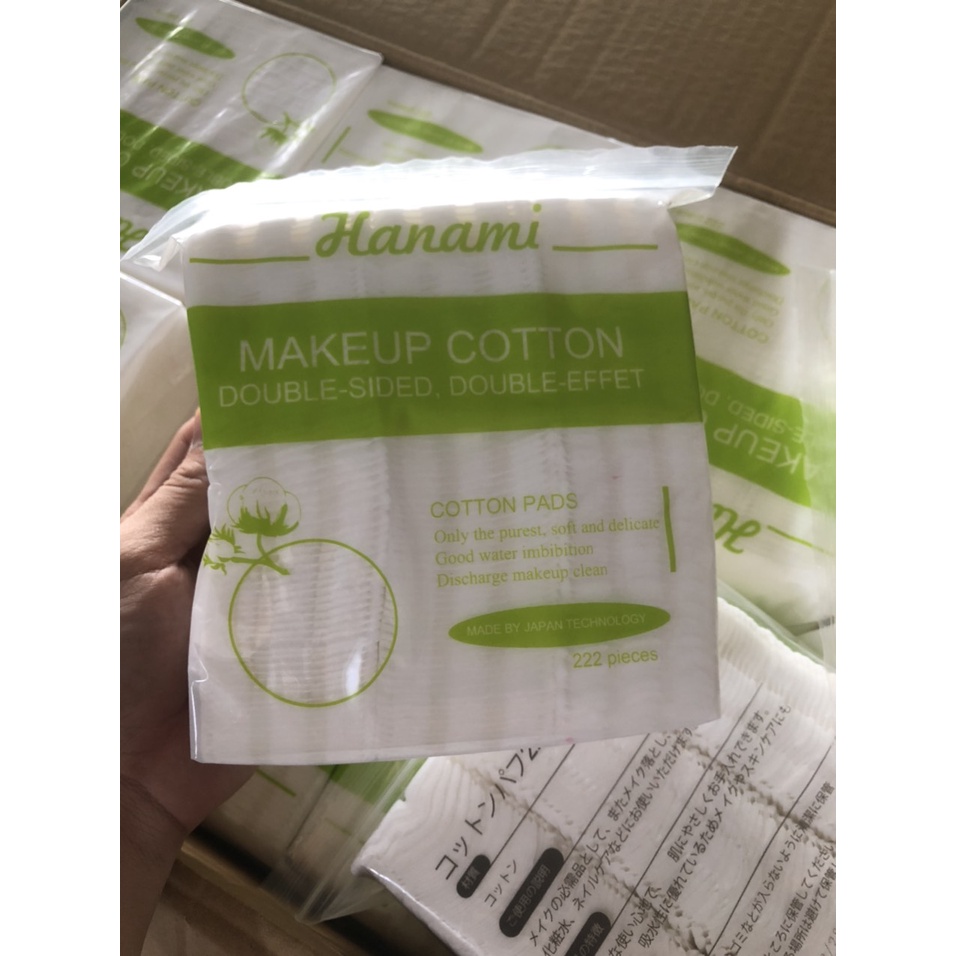 [Mã COSBAUXANH giảm 8% đơn 200K] Bông tẩy trang cotton cao cấp Hanami ( túi chuẩn 222 miếng )
