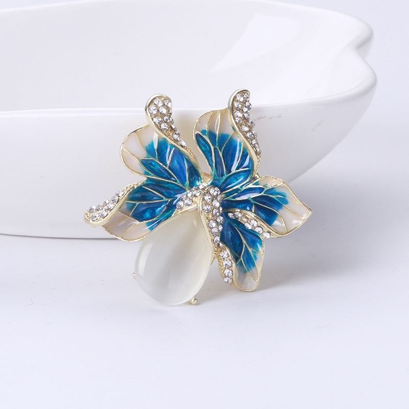 Ghim Cài Áo Hình Hoa Đính Đá Opal Sang Trọng 2 Màu Tùy Chọn Chất Lượng Cao Thời Trang Cho Nữ