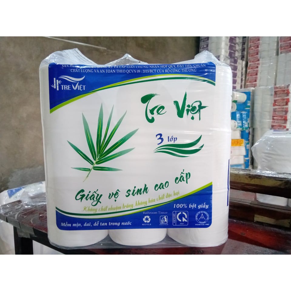 Giấy vê sinh cao cấp Tre Việt 09 cuộn loại đẹp 1,6kg