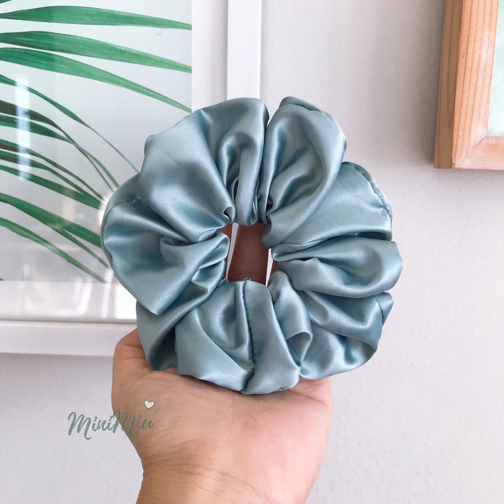 Dây cột tóc vải scrunchies handmade chất lụa satin, phi bóng mềm mịn