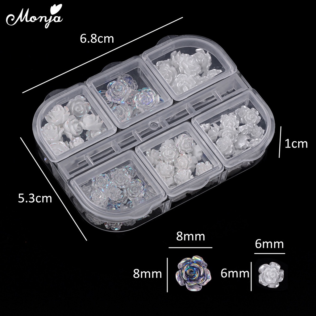 Hộp 60 bông hoa Monja dùng đính trang trí móng tay 3D lấp lánh DIY