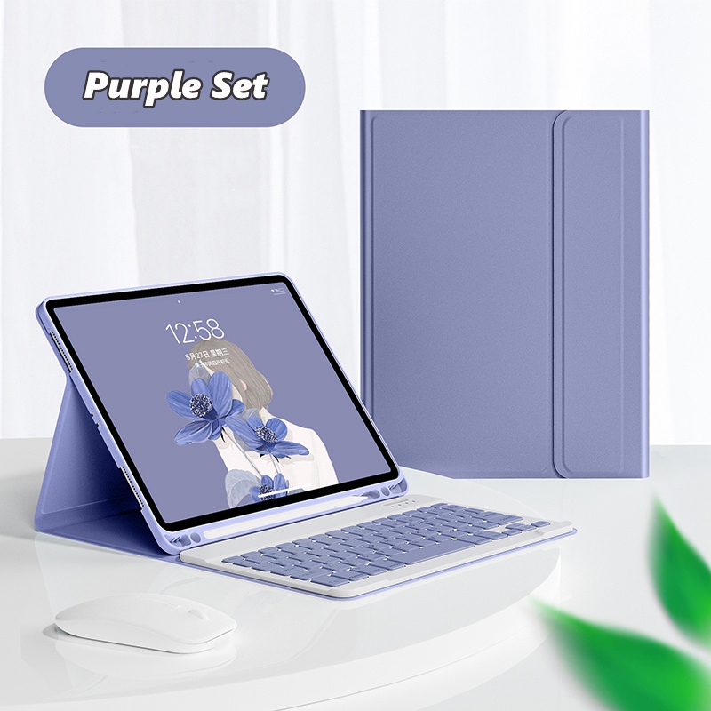 Bao Da Máy Tính Bảng Bằng Silicon Mềm Tích Hợp Bàn Phím Bluetooth Không Dây Có Ngăn Đựng Bút Cho iPad 10.2 9th Air4