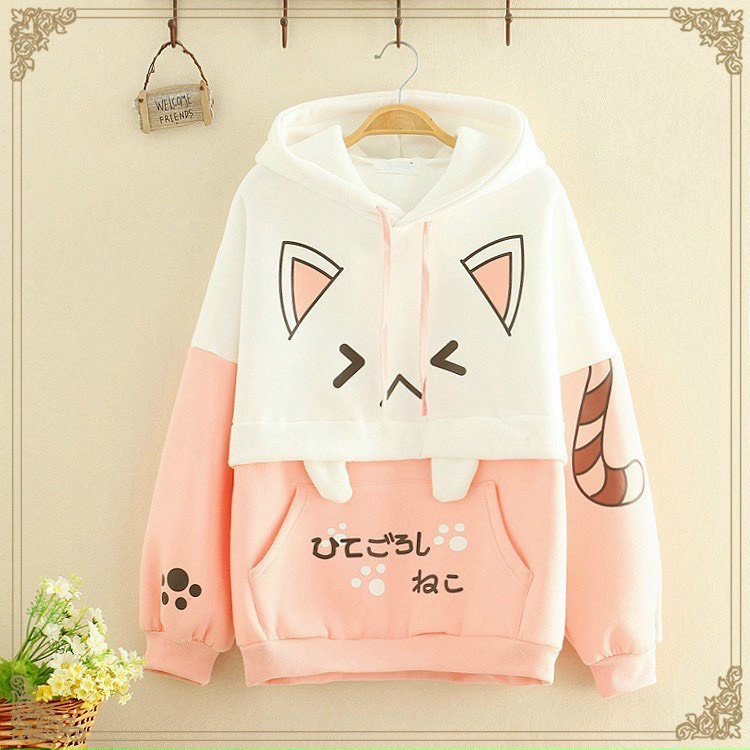 Áo Khoác Nỉ TRần Bông Thêu Hình Chú MÈo Cute Trước Ngực TTVV0010