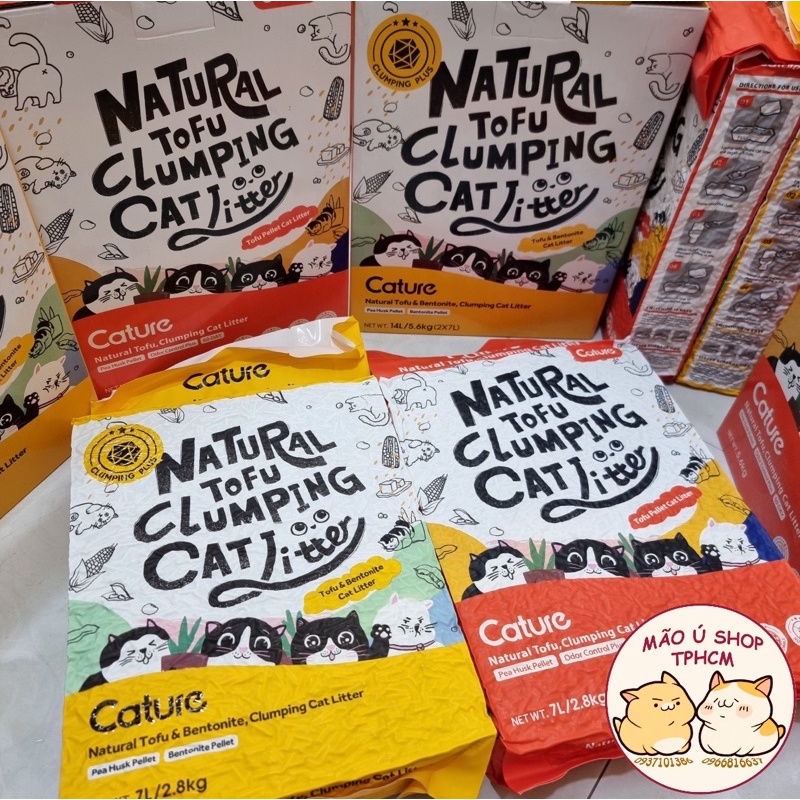 CÁT CATURE ĐẬU NÀNH (HỘP 6L)-CÁT HỮU CƠ CHO MÈO -NATURAL TOFU CLUMPING CAT LITTER